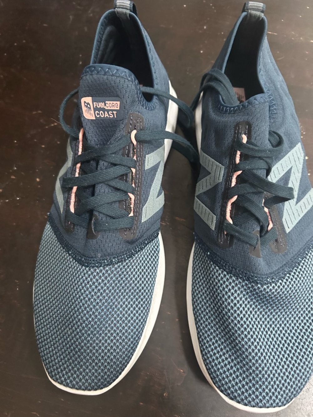 New Balance Navy and Light Blue Knit Running Sneakers